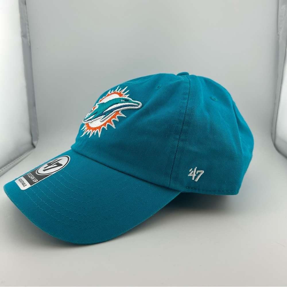 Miami Dolphins '47 Brand Clean Up Baseball Cap Strapback Hat Aqua One Size NFL - Picture 2 of 9